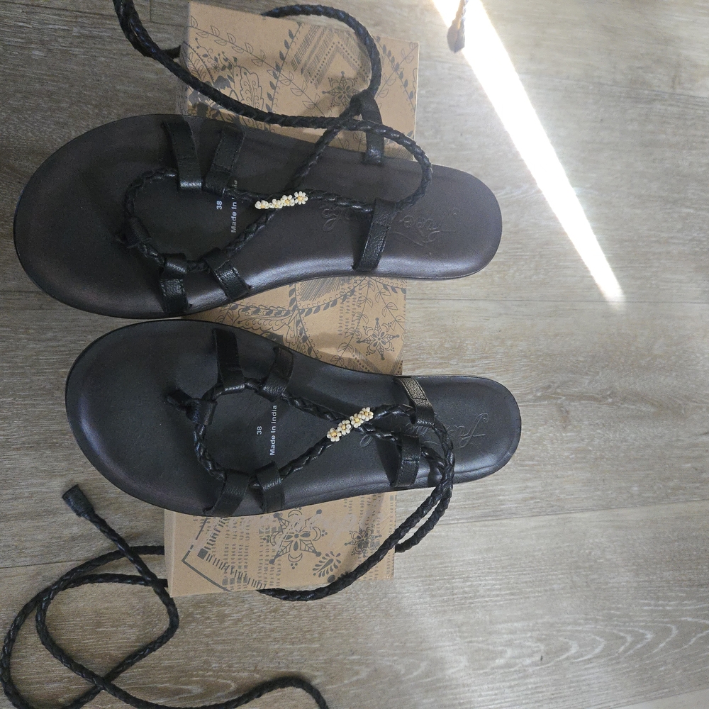 Free People Black Braided Sandals